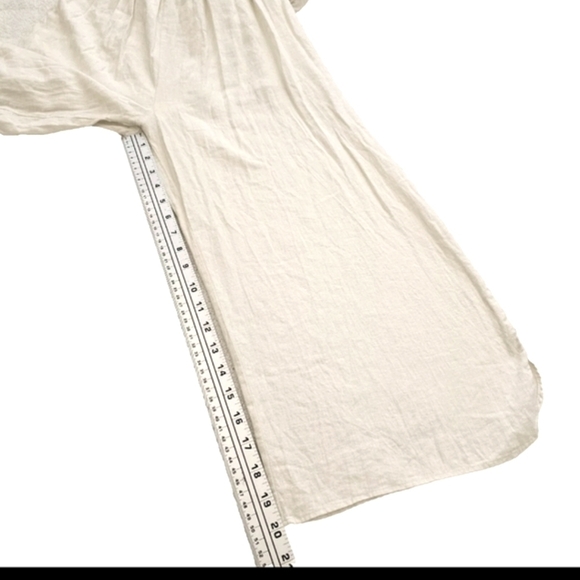 Audrey 3+1 Linen Blend Boho Wide Leg Off Shoulder Ruffle Ivory White Jumpsuit, S - Picture 10 of 15